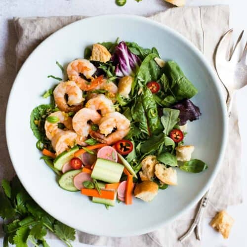 Banh Mi Salad with Lemongrass Shrimp & Shallot Vinaigrette | Healthy ...