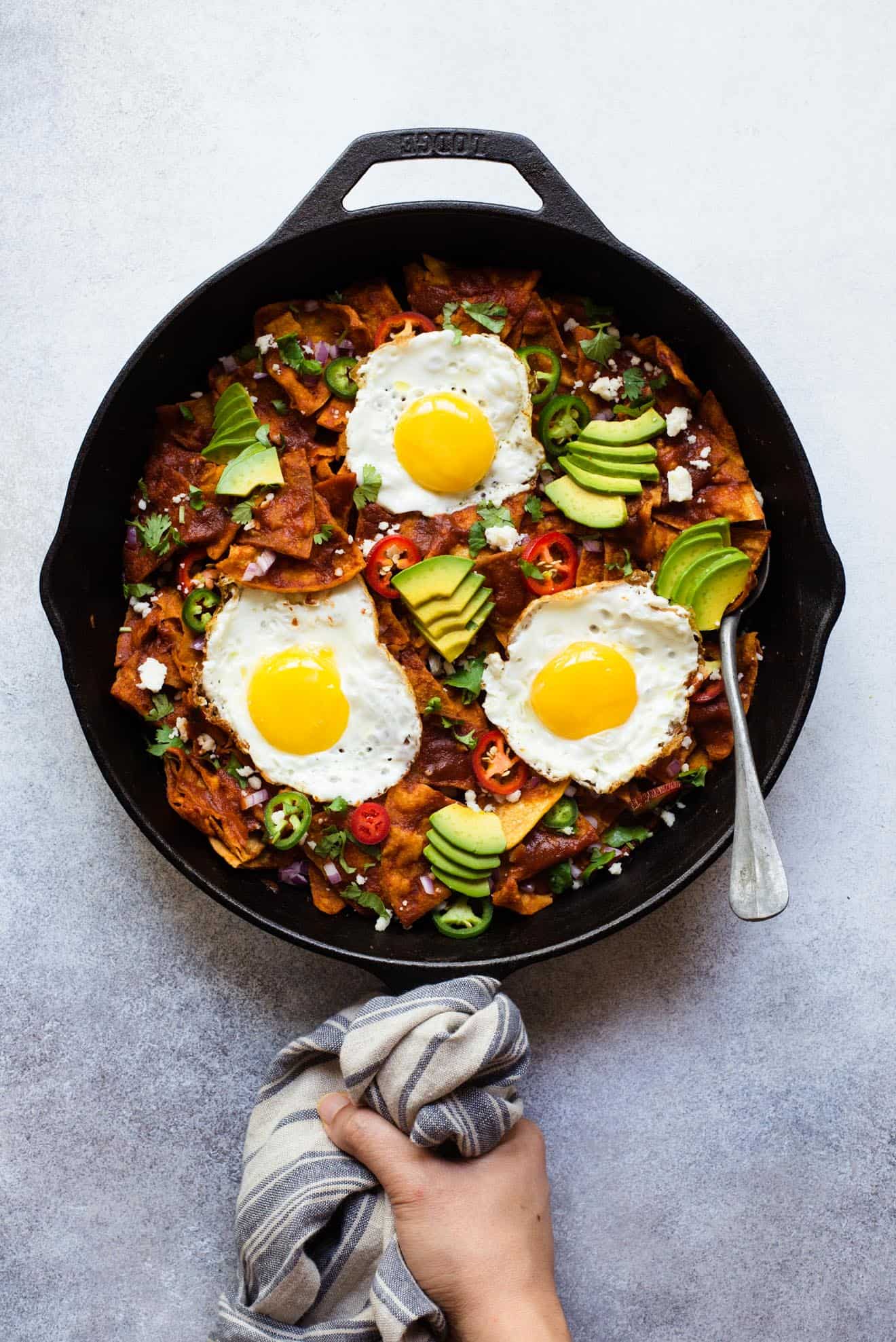 Chilaquiles with Gochujang: a Korean Mexican fusion dish perfect for brunch! #vegetarian #gluten free #healthy