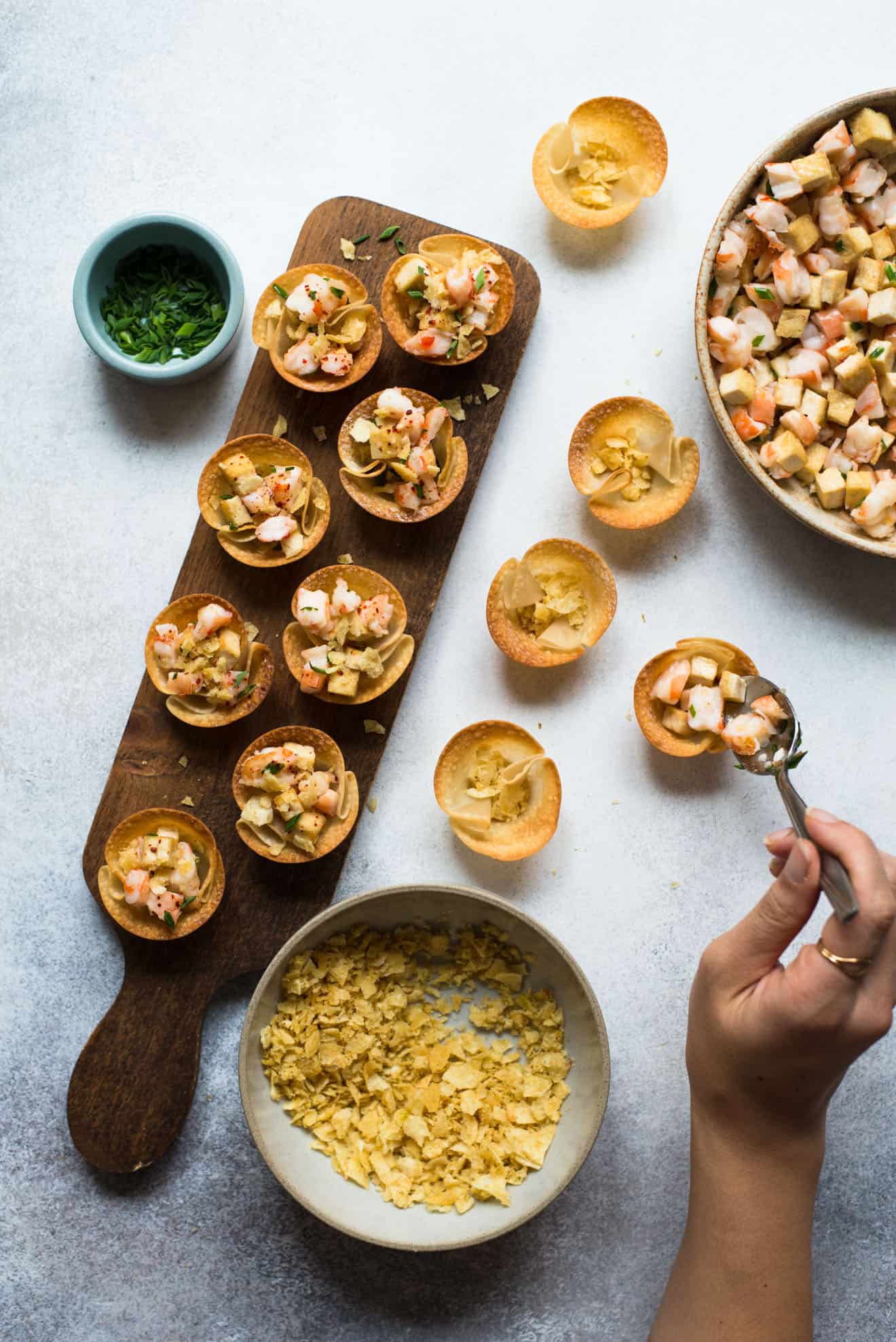 Sweet Chili Shrimp and Tofu Wonton Cups - 18