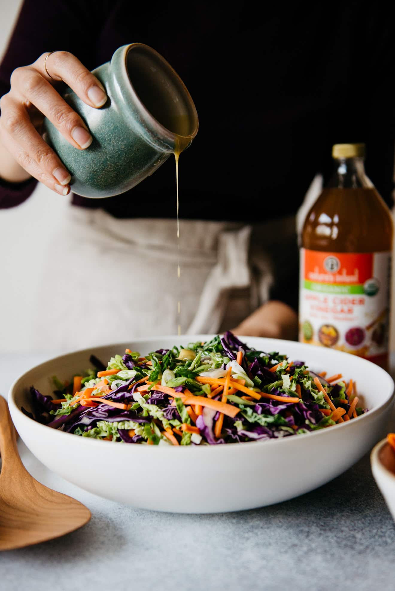 Cabbage and Carrot Slaw with Almond Butter Vinaigrette #vegan #glutenfree #healthy