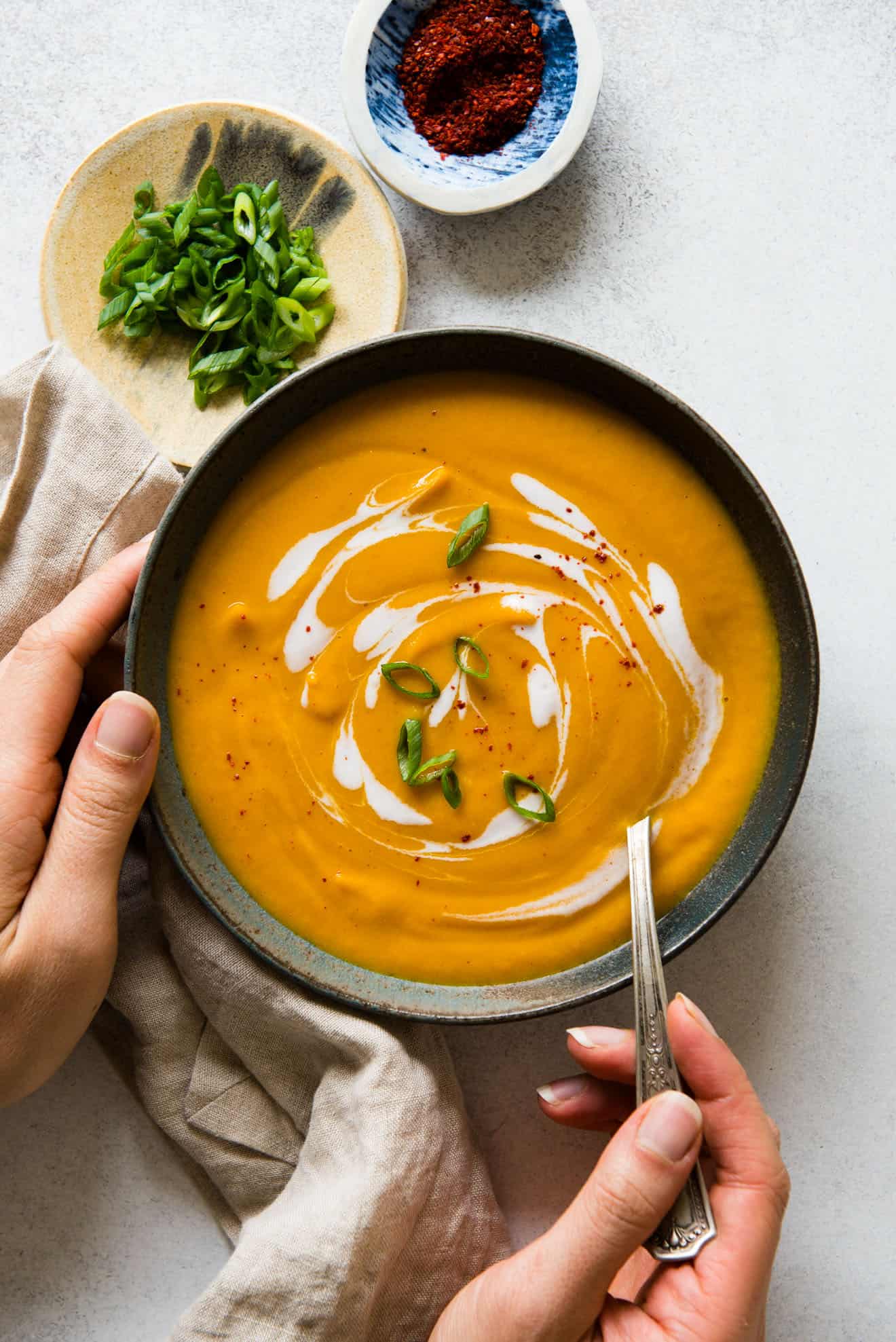 Creamy, Gingery Carrot & Sweet Potato Soup (vegan)