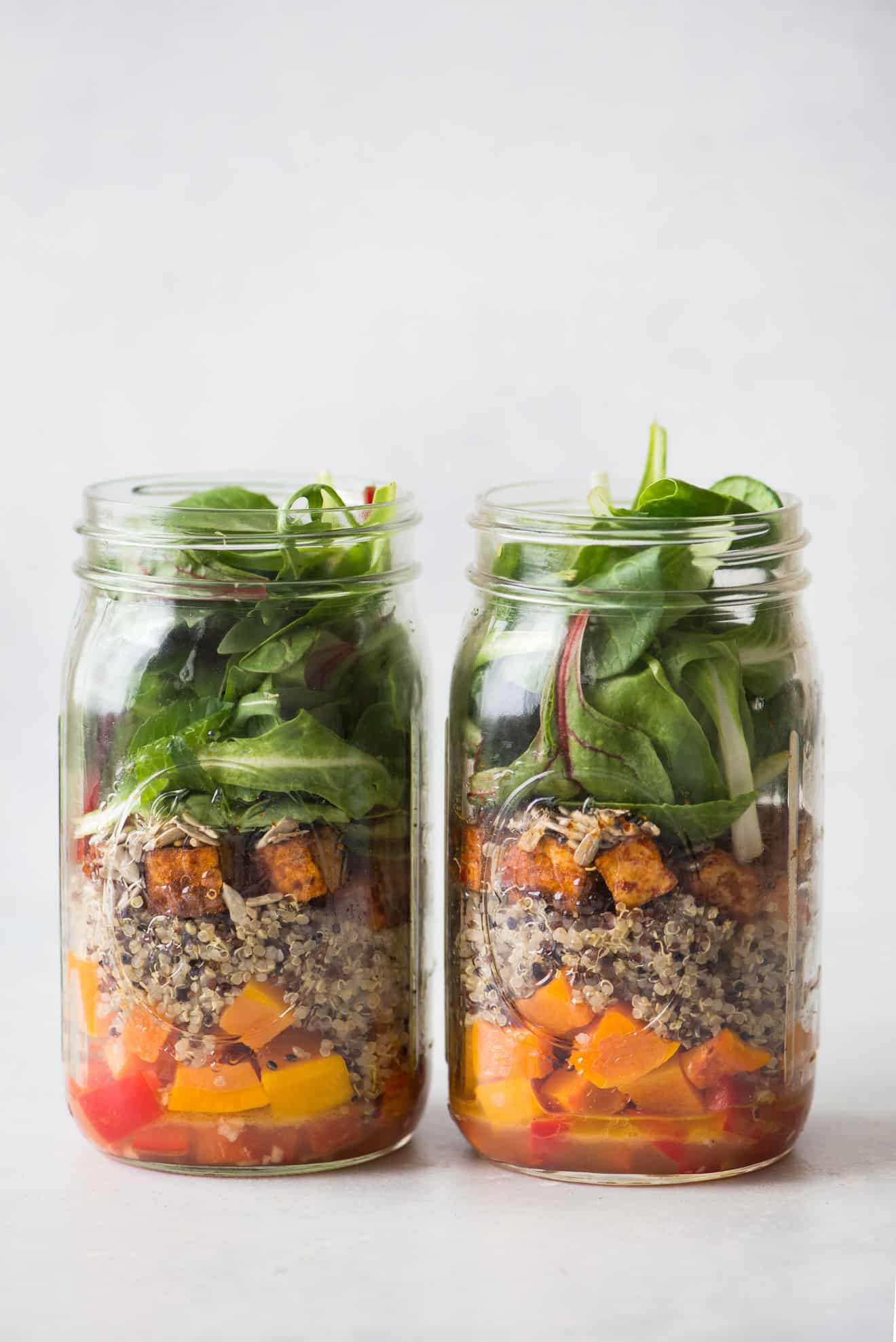 Mason Jar Salad with Red Curry Tofu, Quinoa and Butternut Squash