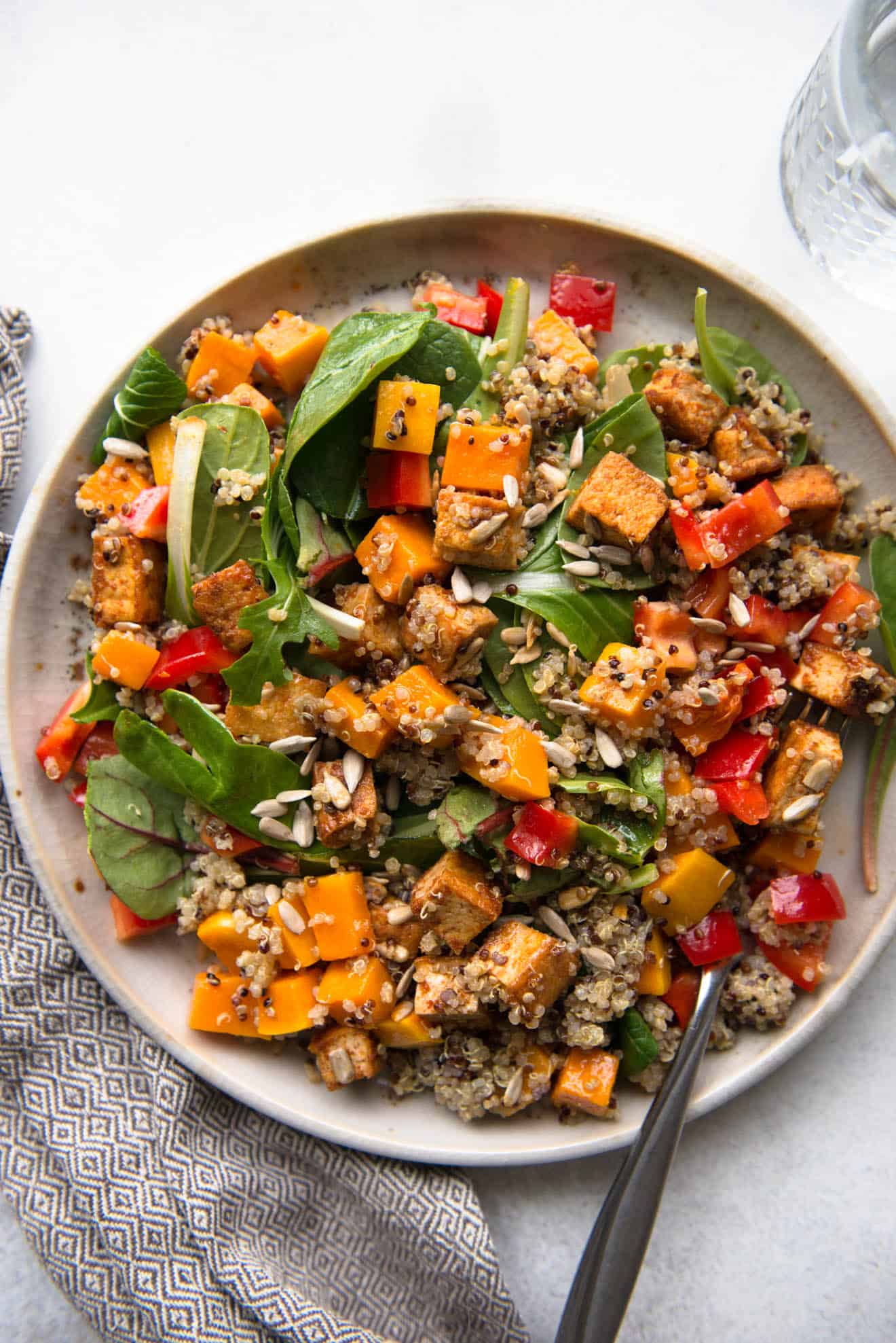 Mason Jar Salad with Red Curry Tofu, Quinoa and Butternut Squash