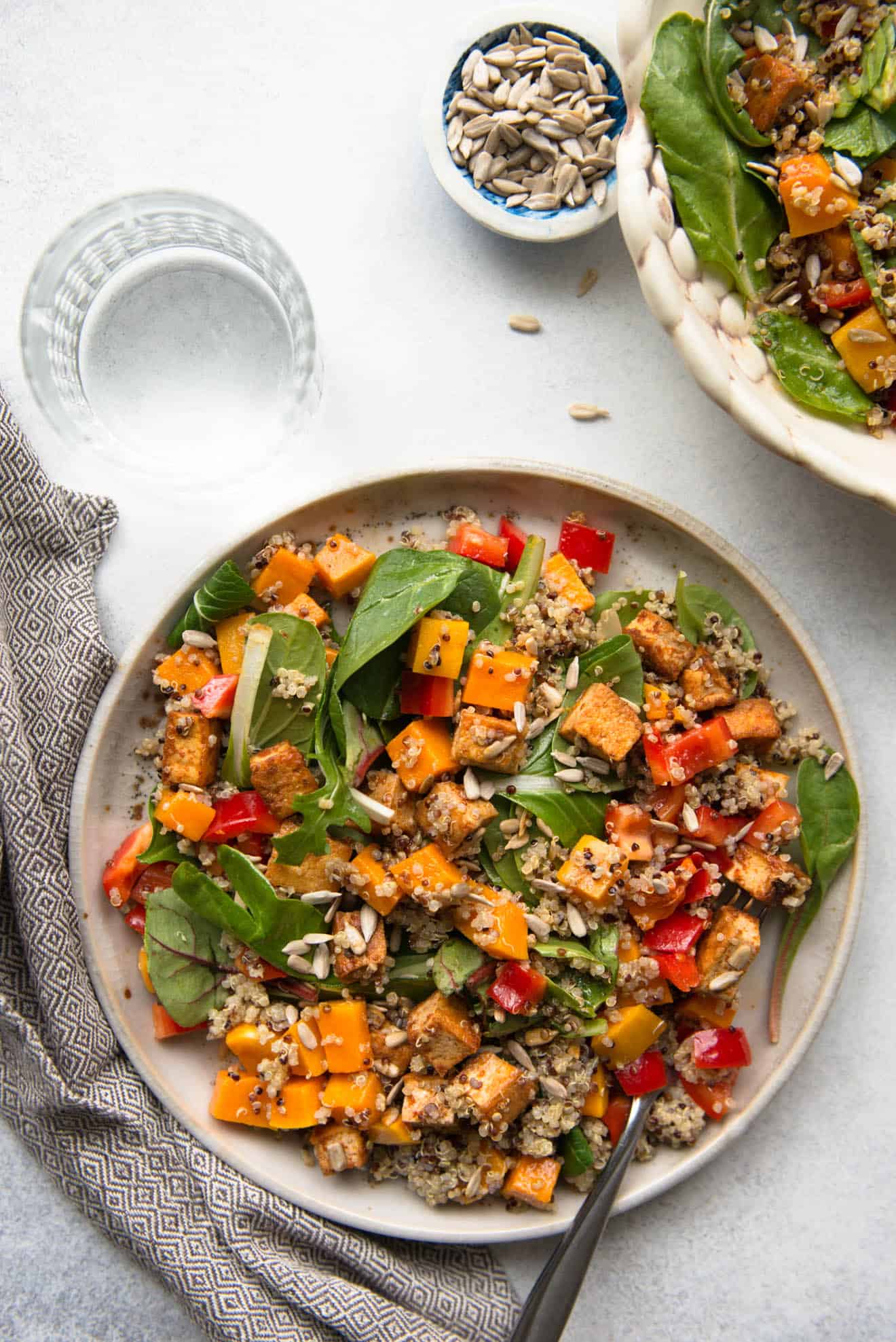 Mason Jar Salad with Red Curry Tofu, Quinoa and Butternut Squash