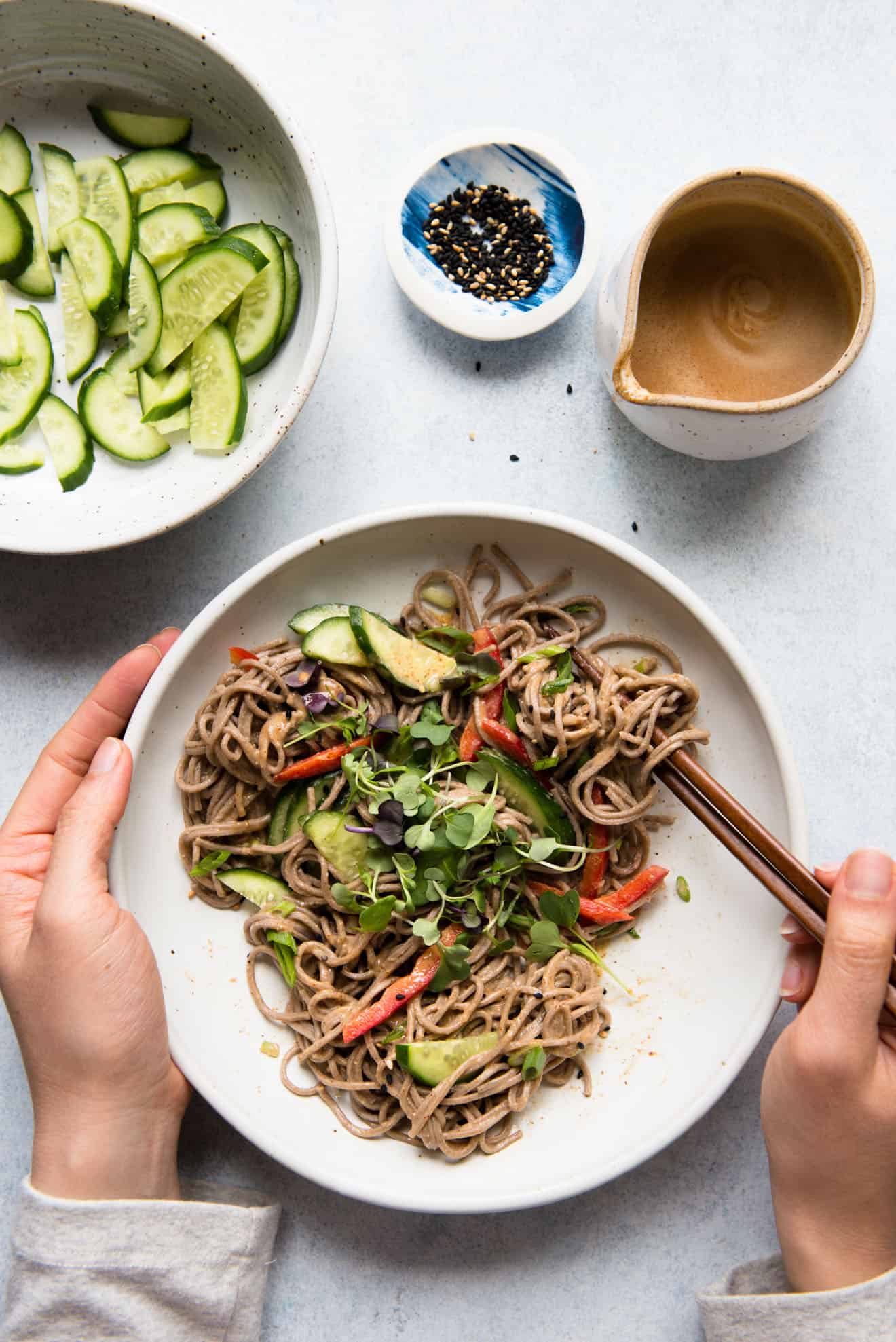 Cold Soba Noodles with Almond Butter Sauce (Vegan)