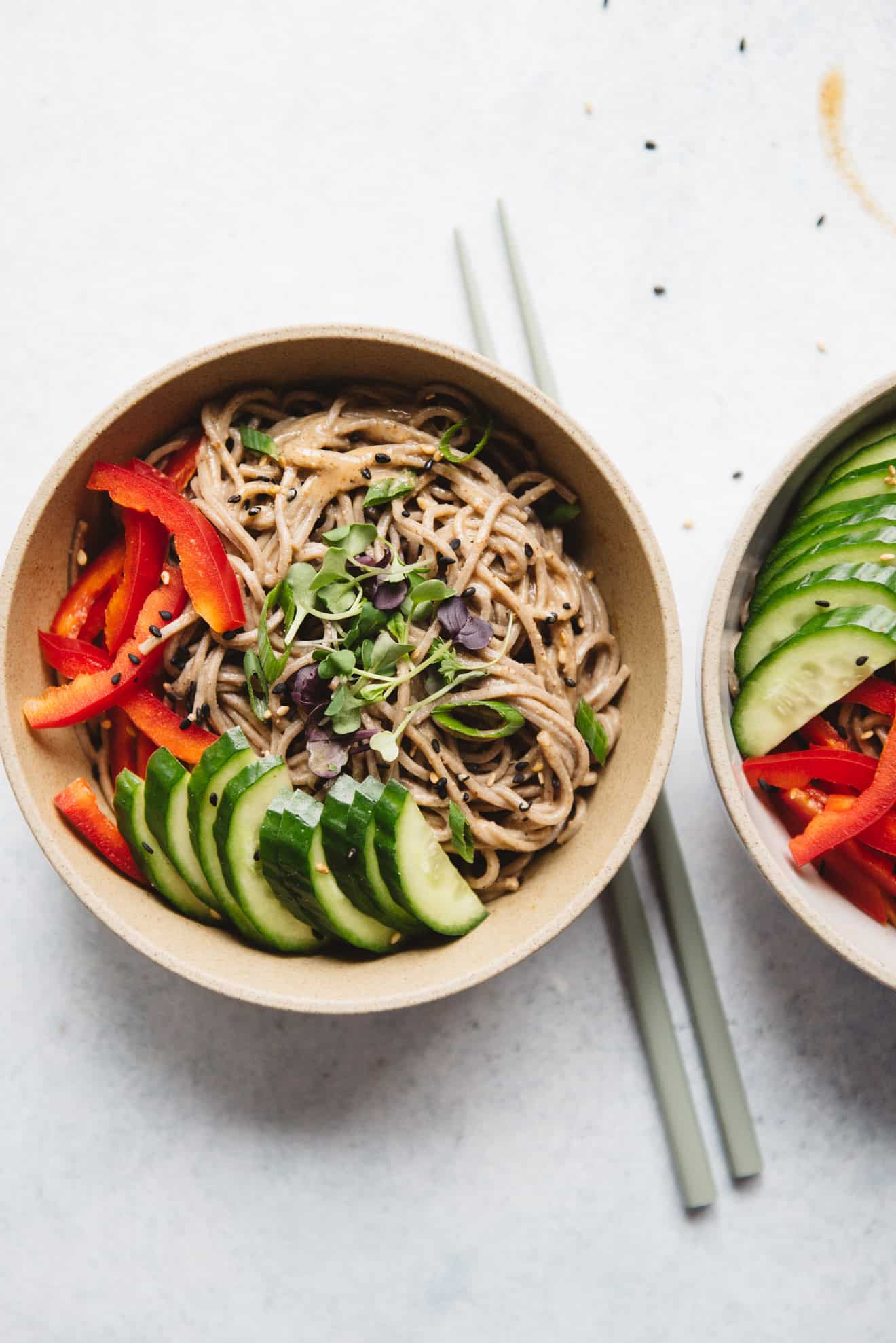 Cold Soba Noodles with Almond Butter Sauce (Vegan)