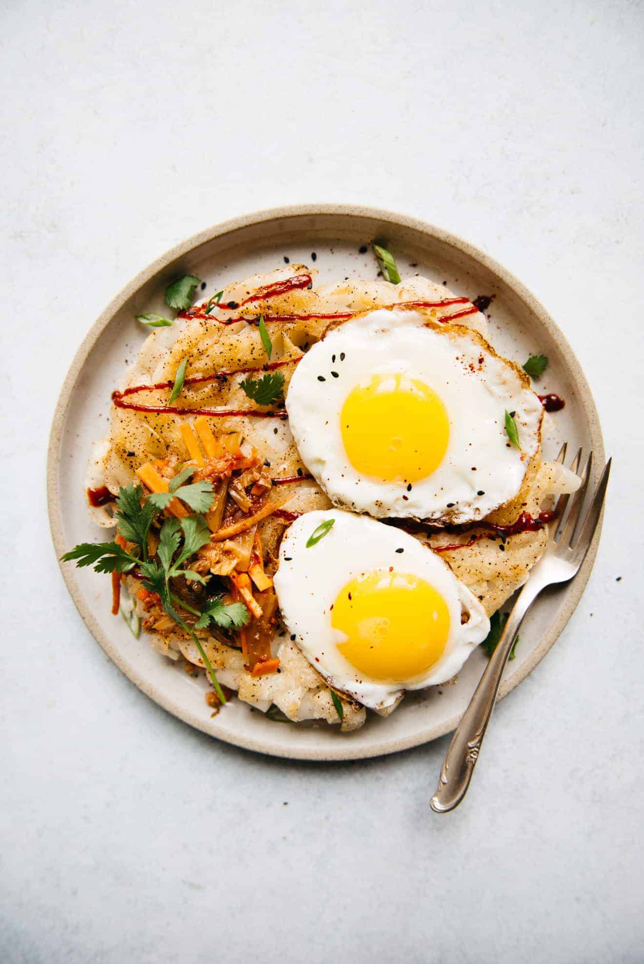 Pan Fried Rice Noodles With Fried Eggs Healthy Nibbles