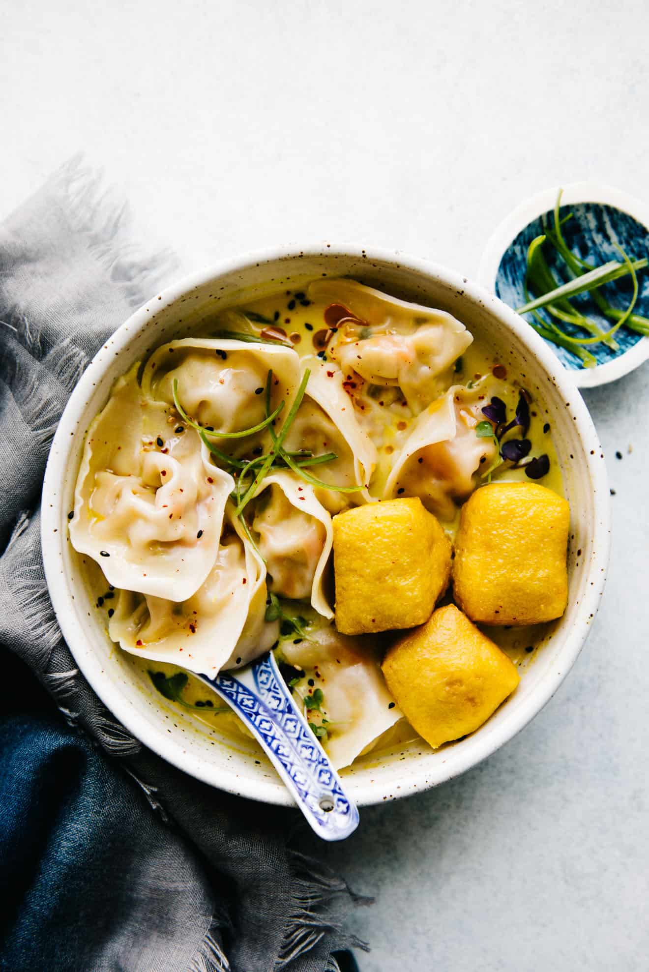Tofu Wontons with Yellow Curry Broth | Healthy Nibbles by Lisa Lin by ...