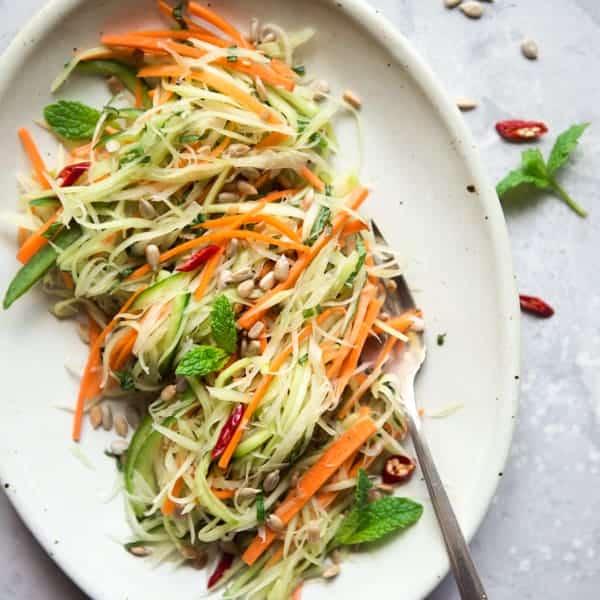 Green Papaya Salad (Vegan) | Healthy Nibbles