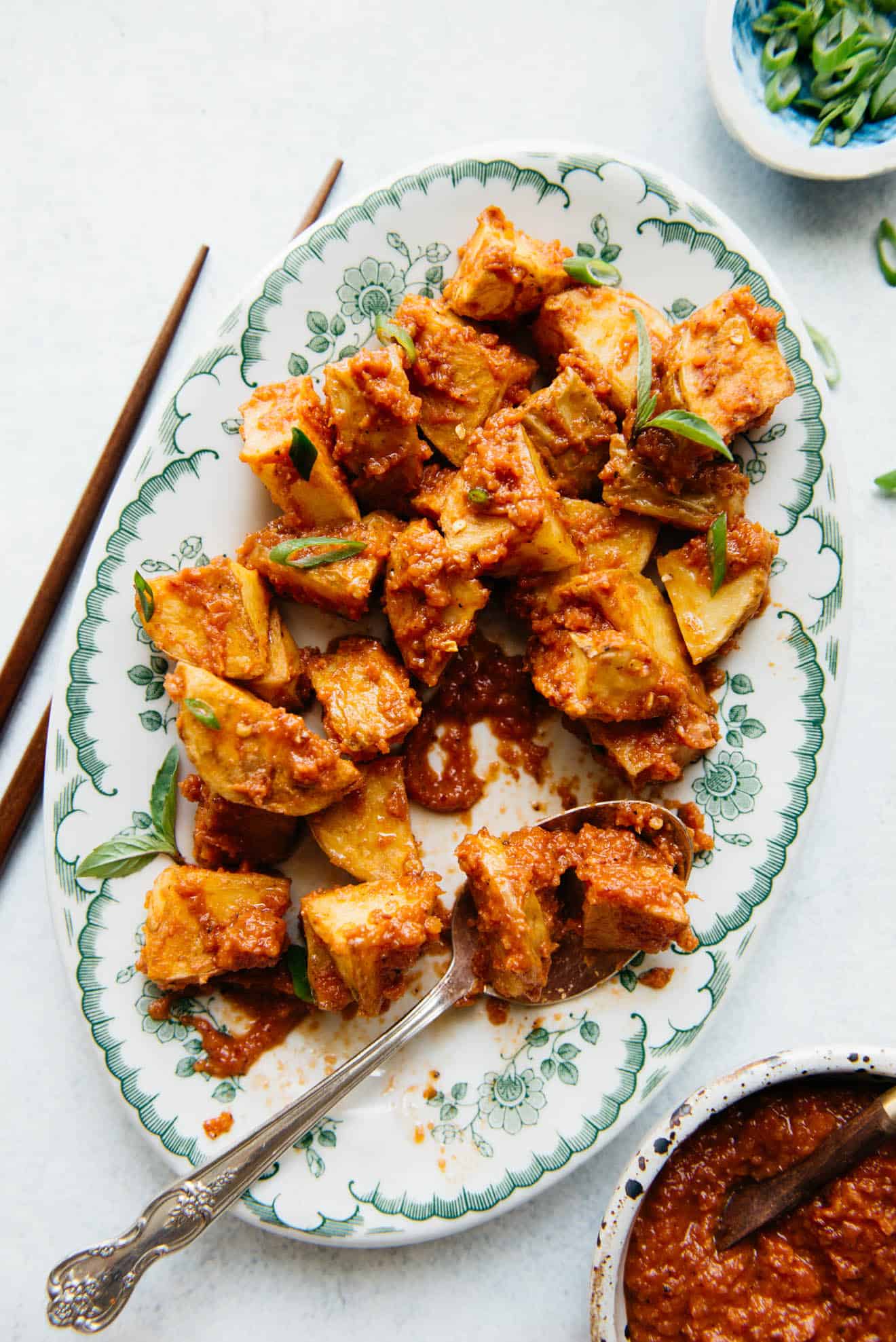 Sambal Potatoes - an easy vegan side dish that is filled with Southeast Asian spices. It's spicy, tangy and so addictive!