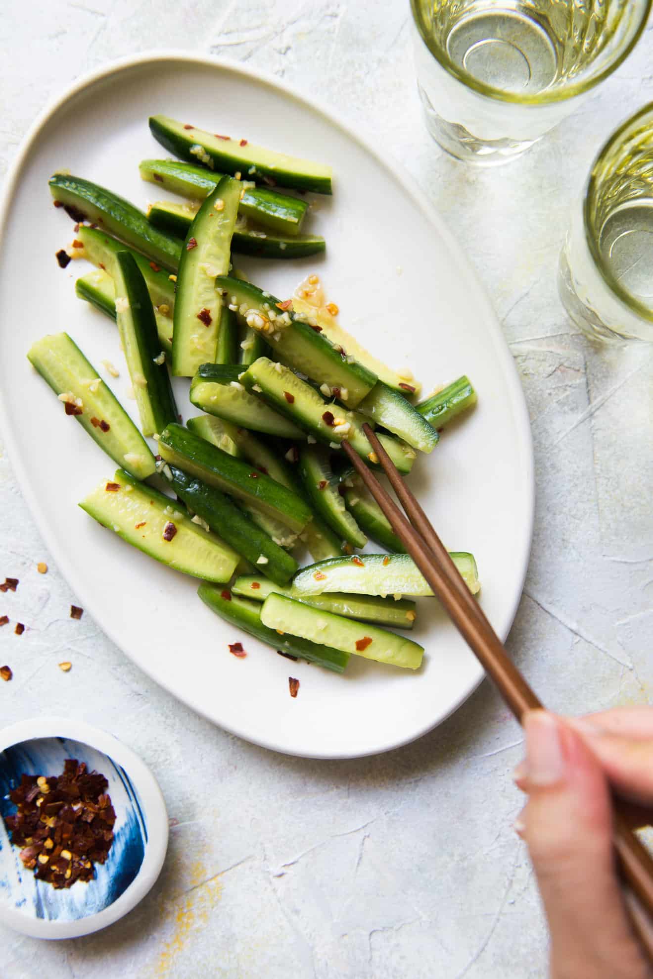 Garlicky & Spicy Cucumber Salad