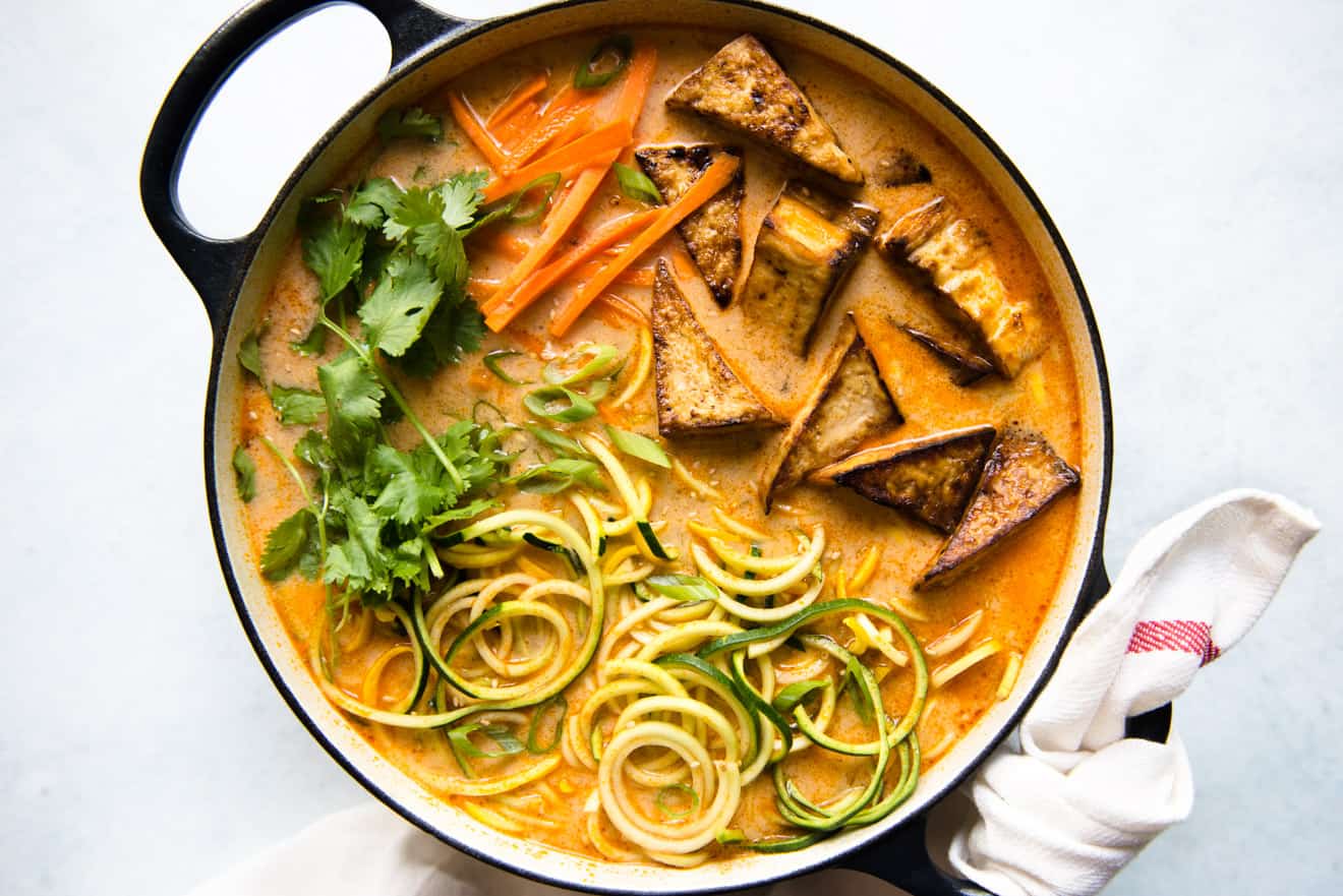 Zucchini Noodles with Tomato & Coconut Broth | Healthy Nibbles