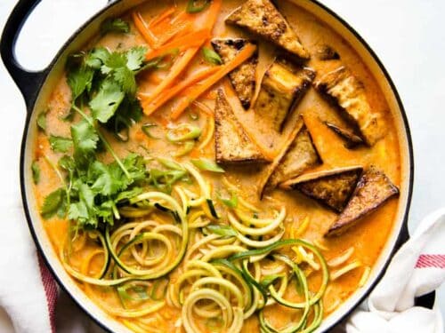 Zucchini Noodles with Tomato & Coconut Broth | Healthy Nibbles