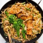 Tofu Stir Fry Noodles Recipe with Dried Plum Sauce (Vegan)