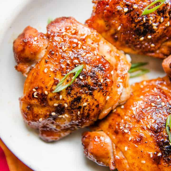 Roasted Sticky Chicken Thighs with Broccoli | Healthy Nibbles by Lisa Lin