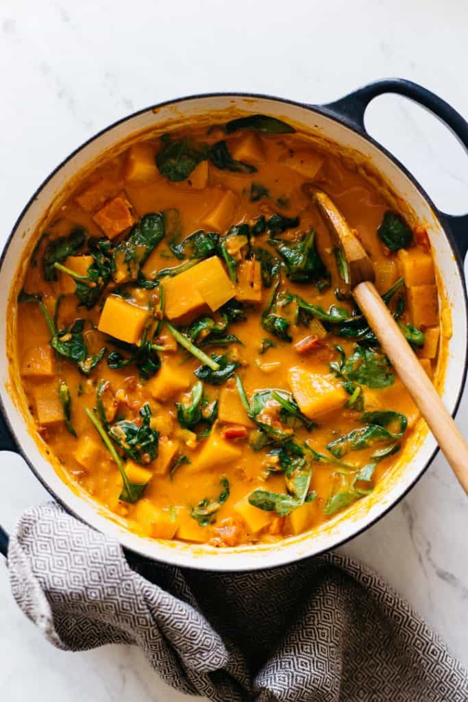 Vegan Butternut Squash Curry with Spinach Healthy Nibbles by Lisa Lin