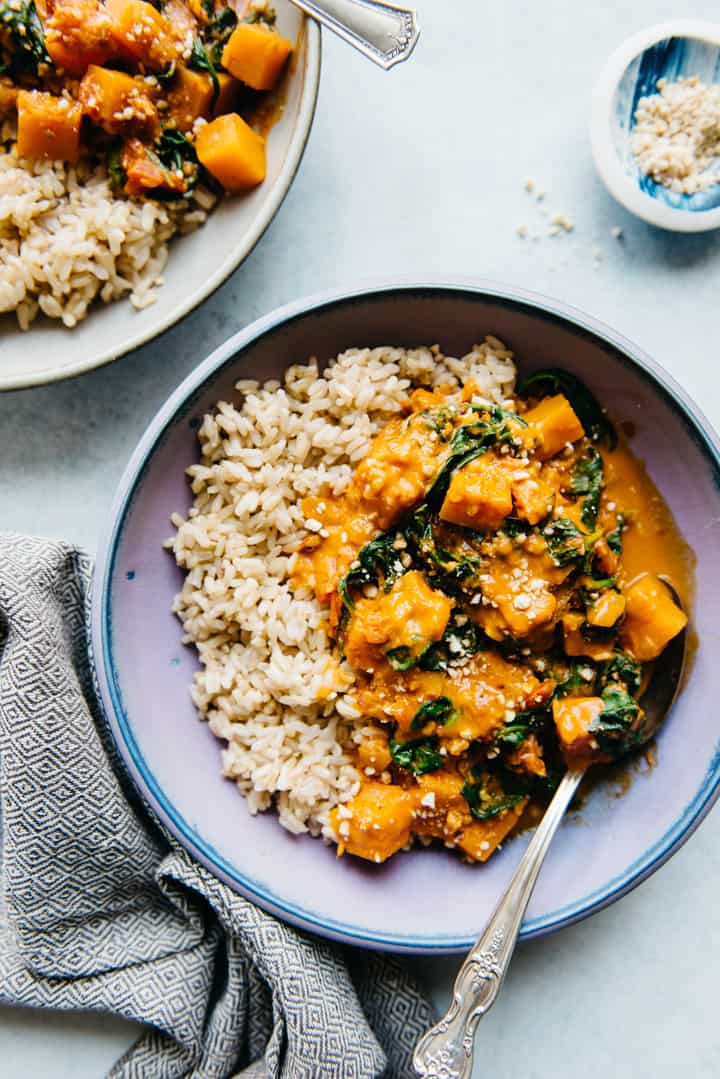 Delicious Vegan Butternut Squash Curry Recipe - ready in 45 minutes!