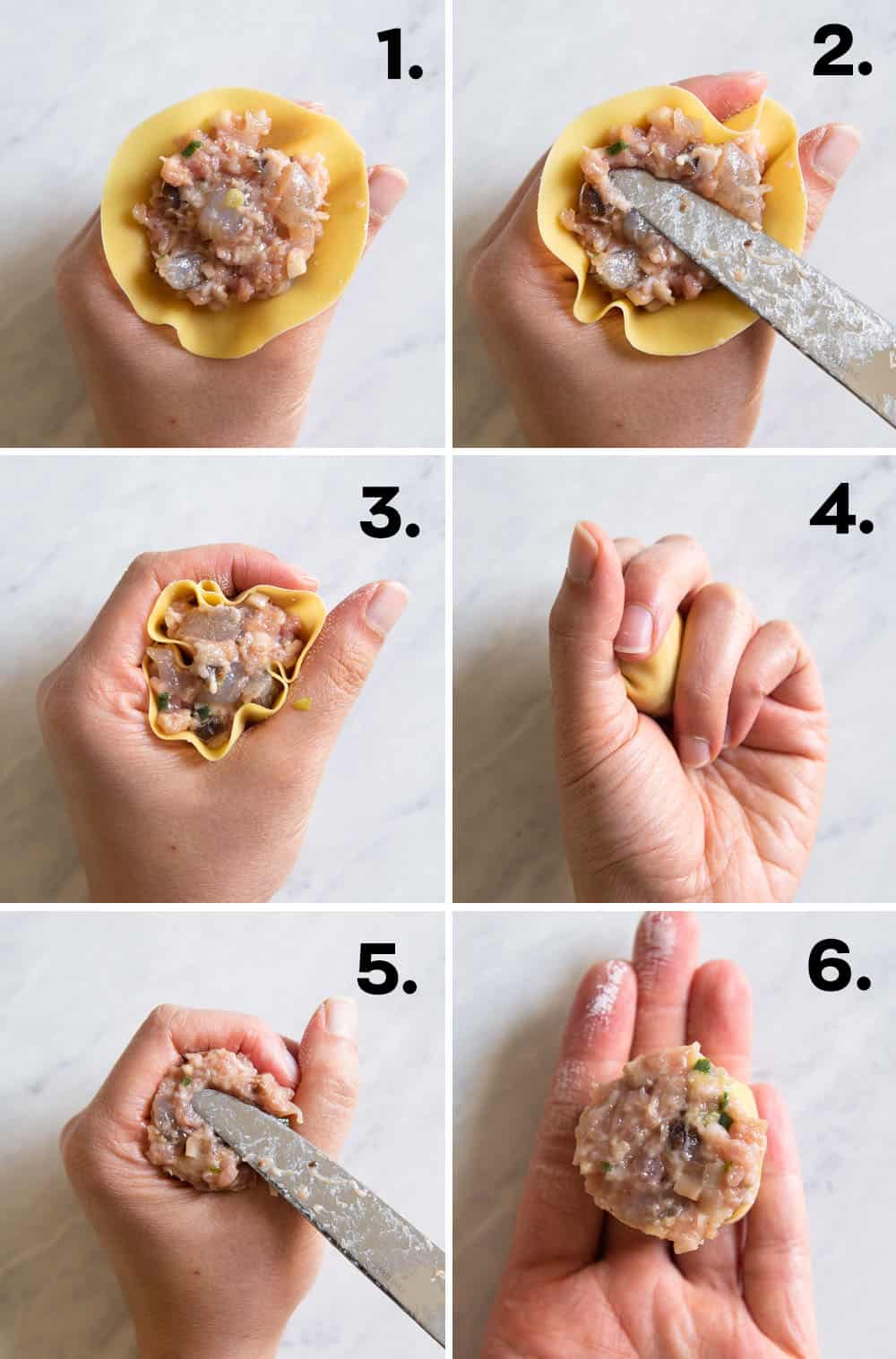 Cantonese Shumai Recipe - Wrapping Collage