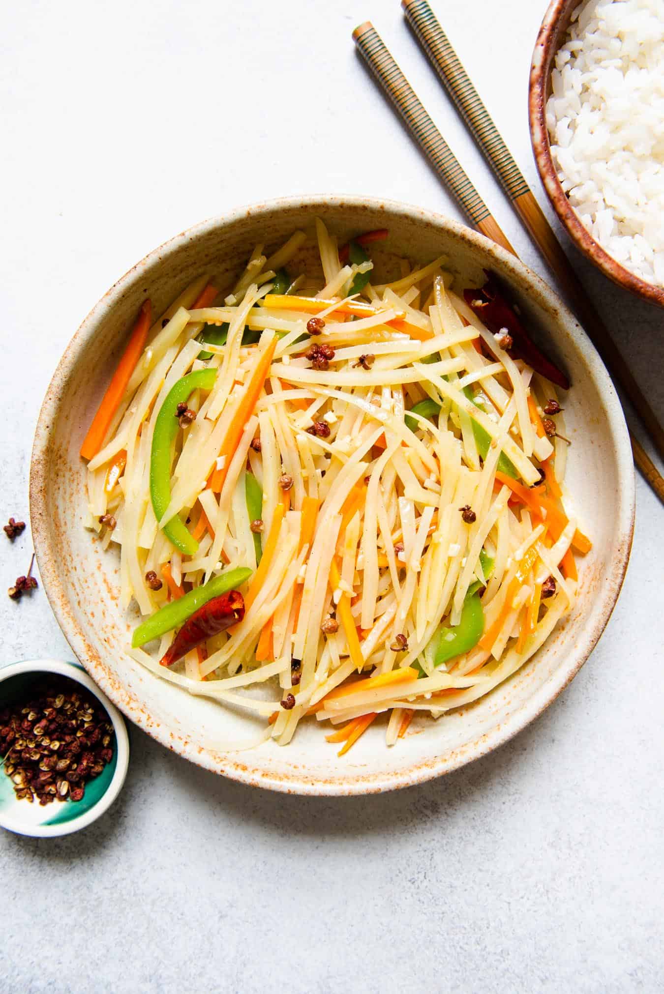 Hot and Sour Shredded Potato Stir Fry, Recipes