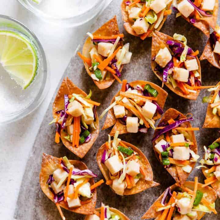 Asian Chicken Salad Wonton Cups