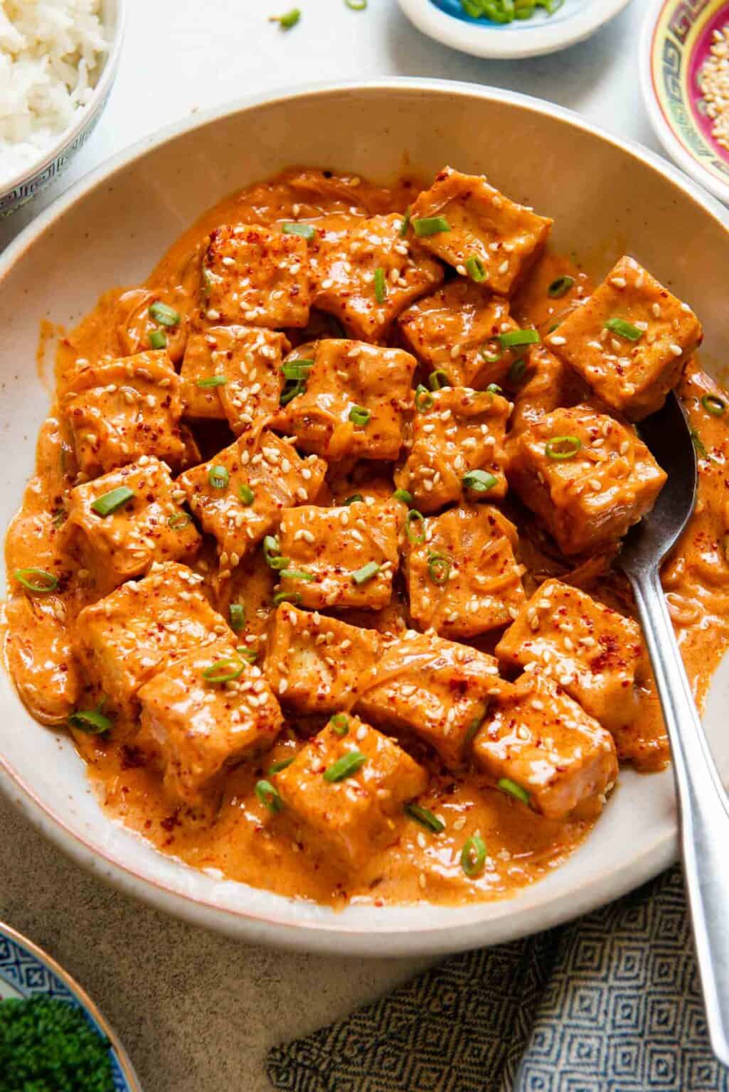 Spicy Tofu with Creamy Coconut Sauce Healthy Nibbles by Lisa Lin