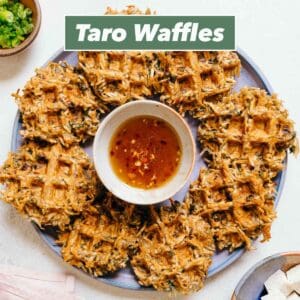 Mini taro waffles on a plate