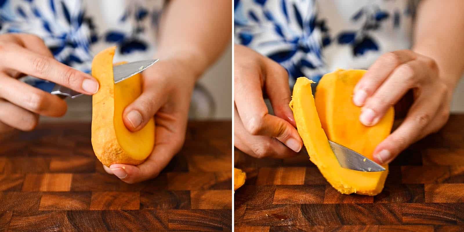 Peeling mango core