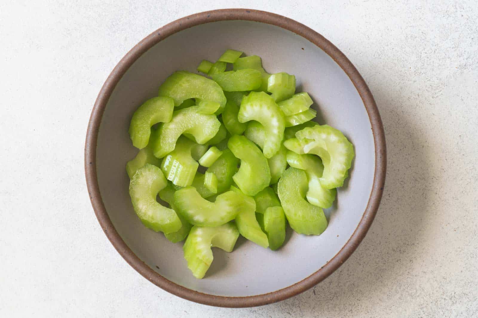 Sliced celery in a bowl