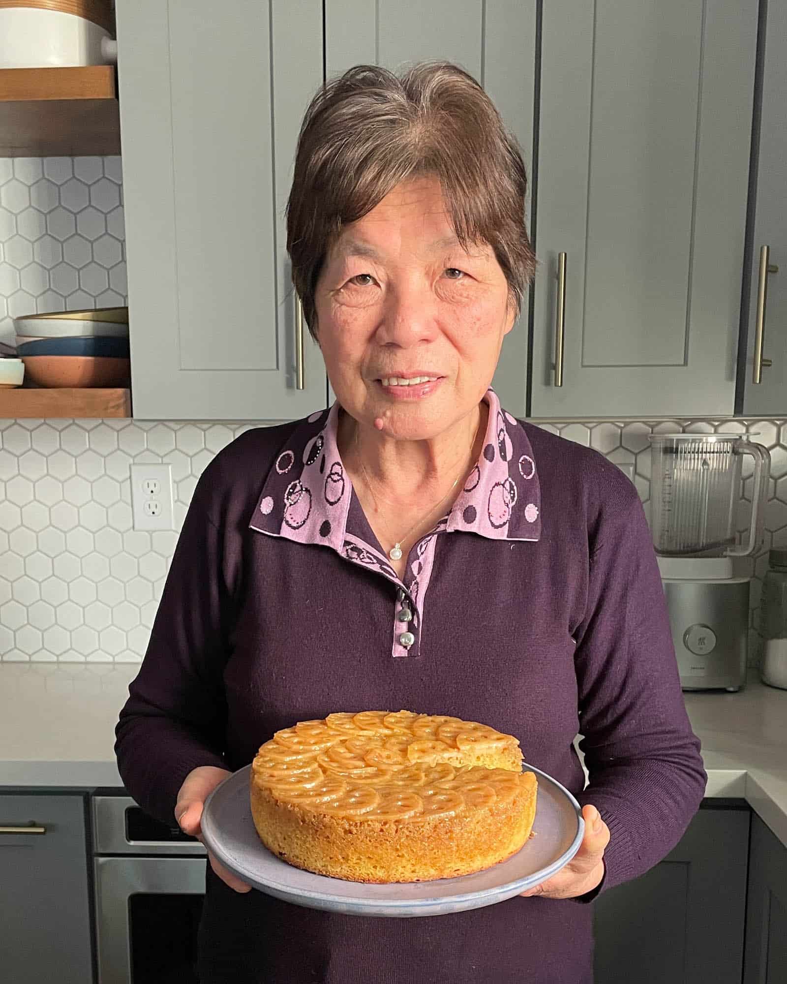 Mama Lin with lotus root cake