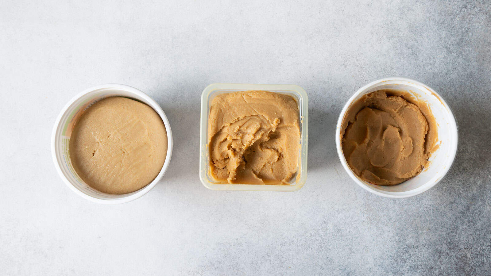 3 different brands of white miso
