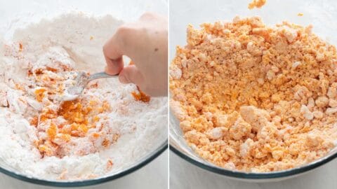 Mashing Sweet Potato Dough Collage