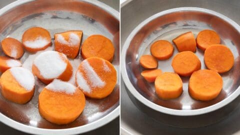 Steaming Sweet Potatoes Collage