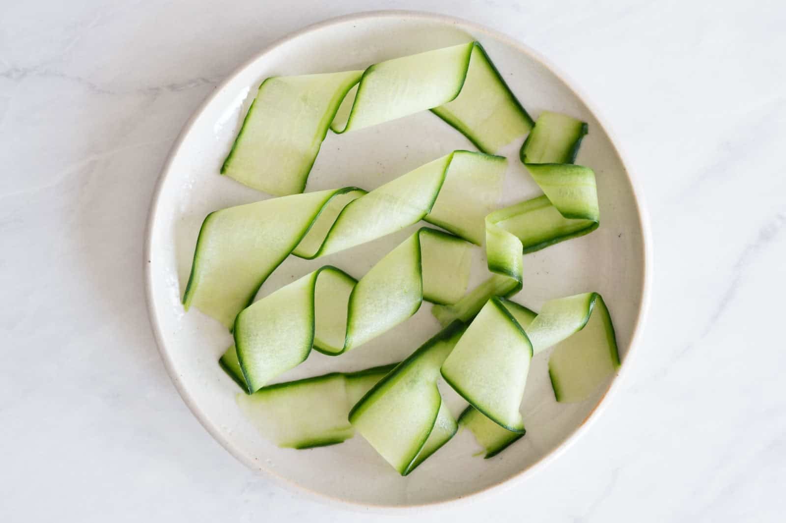 Cucumber Ribbons made with vegetable peeler