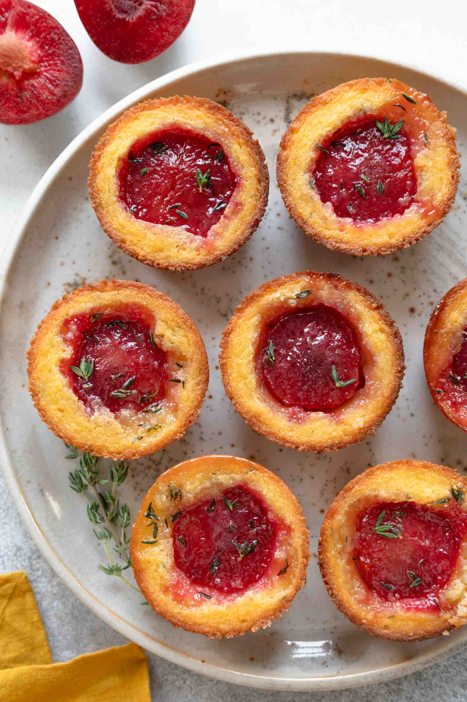 Corn Mochi Muffins with Plums