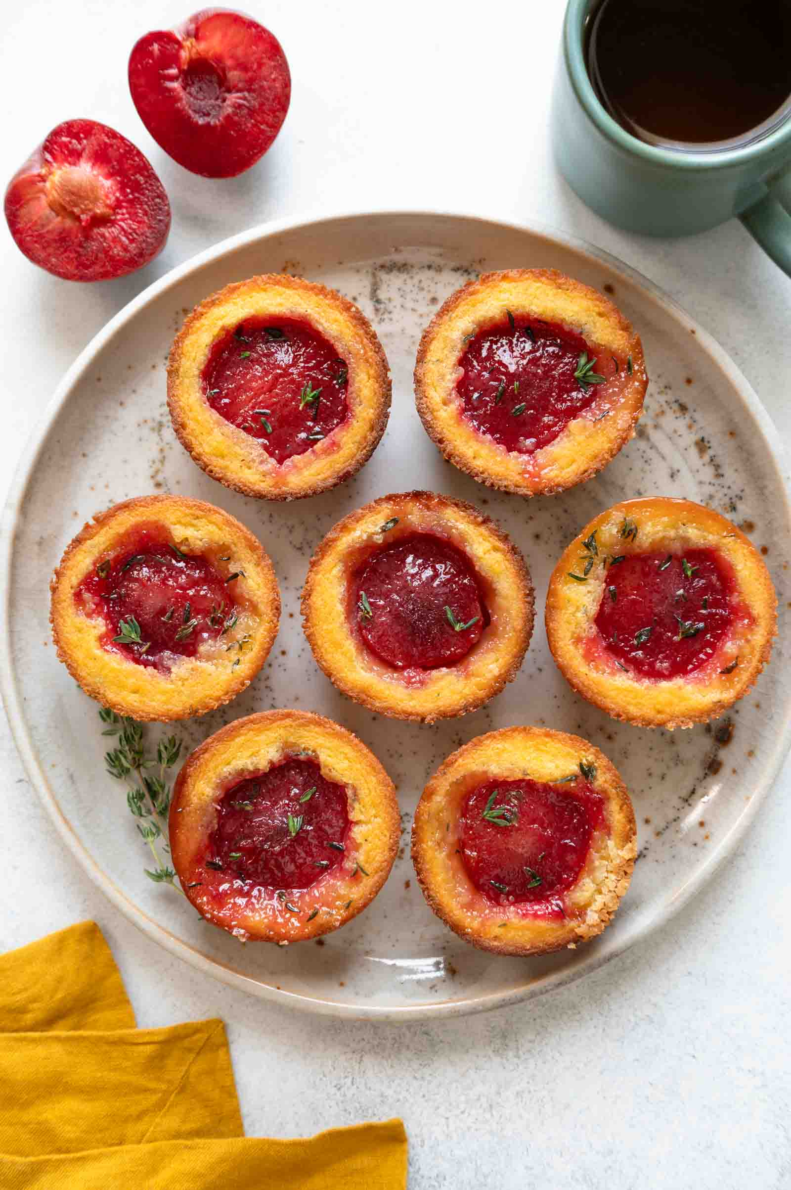 Corn Mochi Muffins with Plums